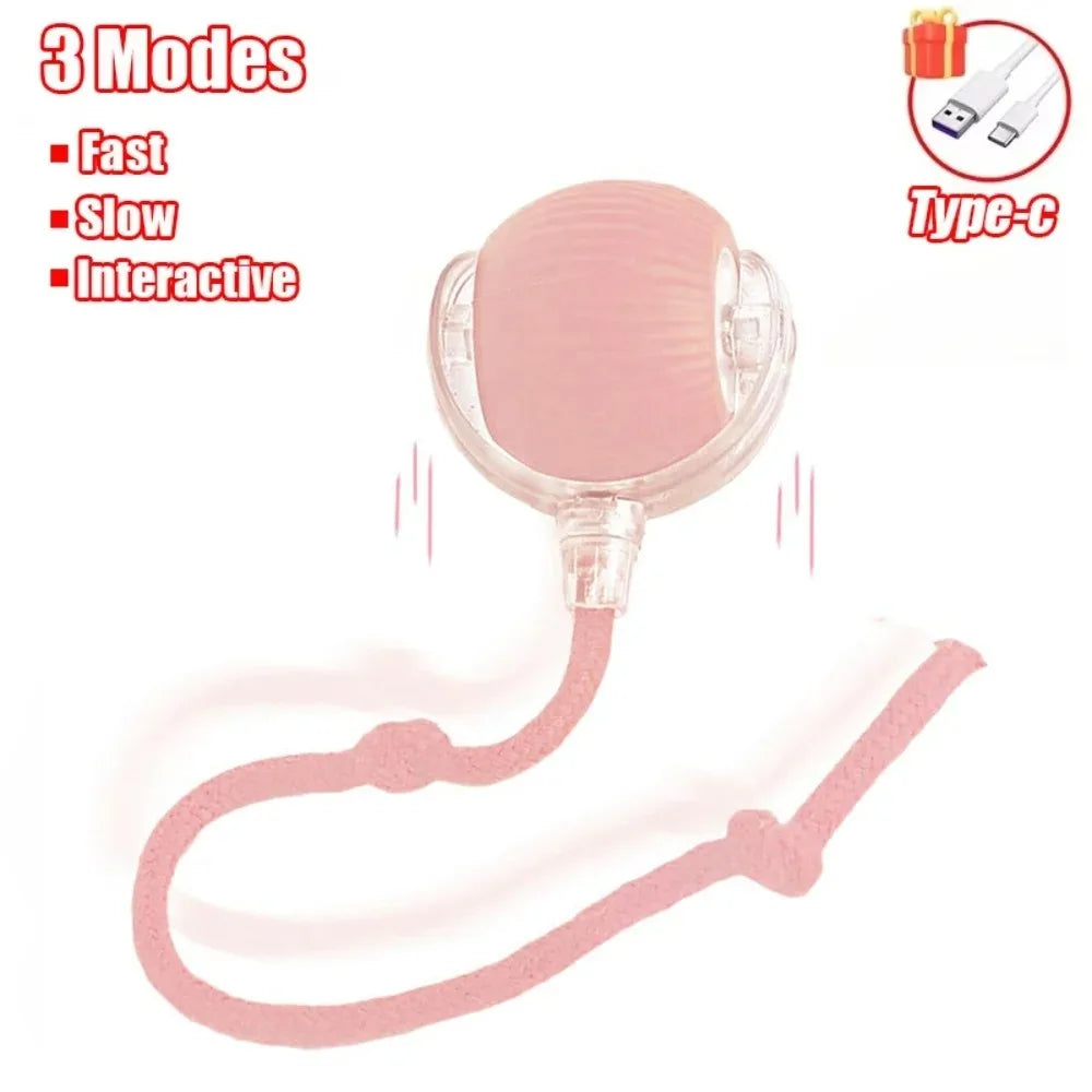 New Cat Interactive Ball Toy Automatic Rolling Ball Faux Tail Rechargeable Smart Pet Electric Toy Dog Cat Training Imitate Mouse